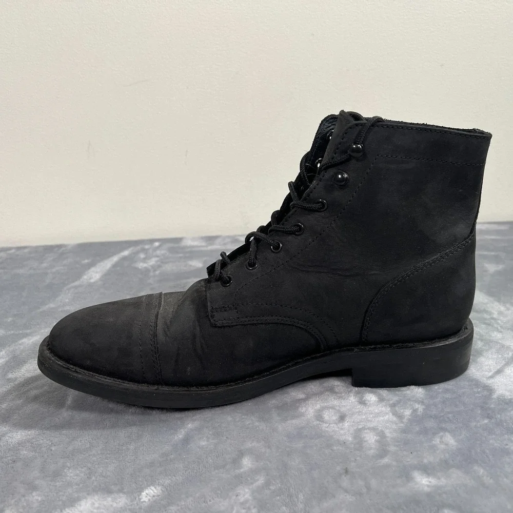 Thursday Captain Boots Mens Size 11 Black Matte Leather Lace Up Cap Toe Chukka